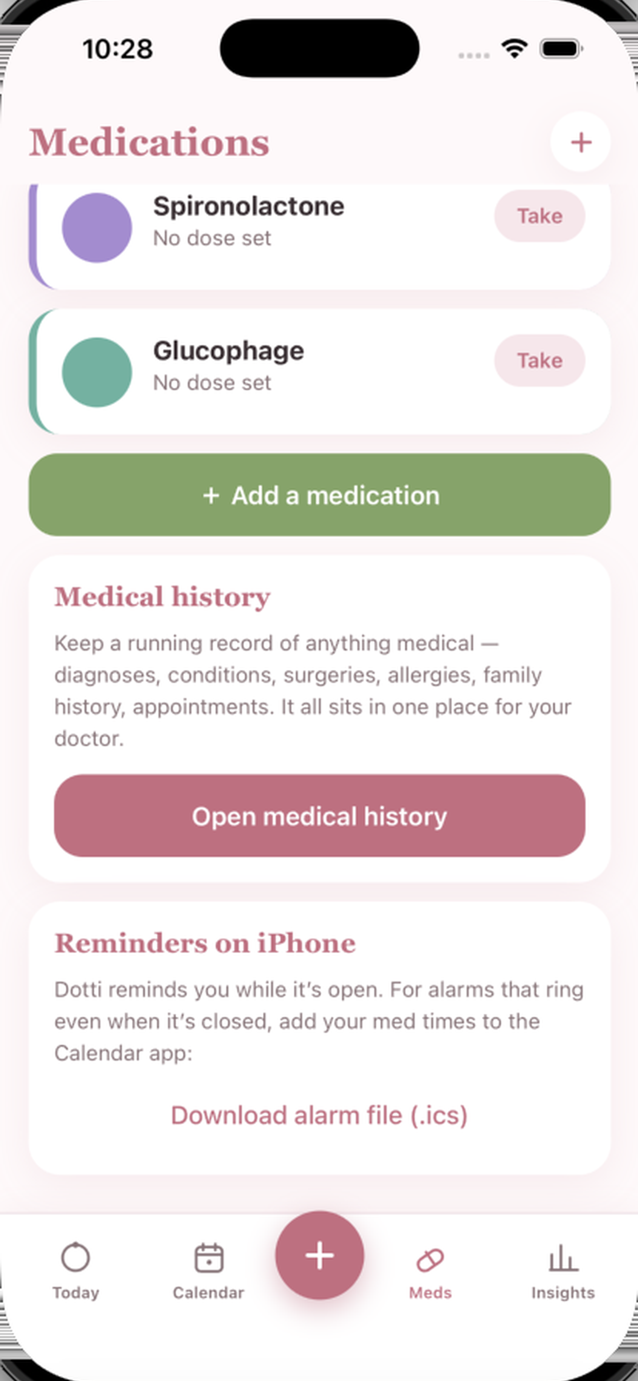 Dotti medications screen